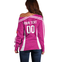 Custom Mexico 2026 Football Pink Off Shoulder Sweater Golden Eagle Victory