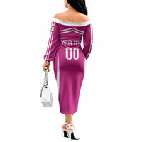 Custom Mexico 2026 Football Pink Off The Shoulder Long Sleeve Dress Golden Eagle Victory