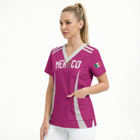 Custom Mexico 2026 Football Pink Scrub Top Golden Eagle Victory