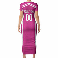 Custom Mexico 2026 Football Pink Short Sleeve Bodycon Dress Golden Eagle Victory