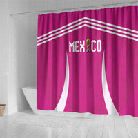Mexico 2026 Football Pink Shower Curtain Golden Eagle Victory