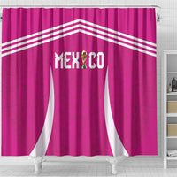 Mexico 2026 Football Pink Shower Curtain Golden Eagle Victory