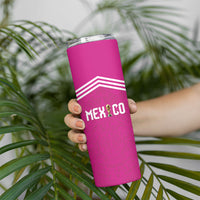 Custom Mexico 2026 Football Pink Skinny Tumbler Golden Eagle Victory