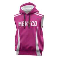 Custom Mexico 2026 Football Pink Sleeveless Hoodie Golden Eagle Victory