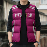 Custom Mexico 2026 Football Pink Sleeveless Puffer Jacket Golden Eagle Victory