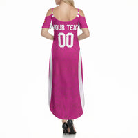 Custom Mexico 2026 Football Pink Summer Maxi Dress Golden Eagle Victory
