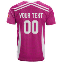 Custom Mexico 2026 Football Pink T Shirt Golden Eagle Victory