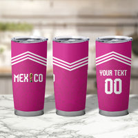 Custom Mexico 2026 Football Pink Tumbler Cup Golden Eagle Victory