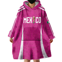 Custom Mexico 2026 Football Pink Wearable Blanket Hoodie Golden Eagle Victory