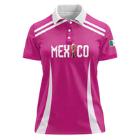 Custom Mexico 2026 Football Pink Women Polo Shirt Golden Eagle Victory