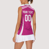 Custom Mexico 2026 Football Pink Women Sleeveless Polo Shirt Golden Eagle Victory