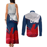 Custom France Rugby Couples Matching Tank Maxi Dress and Long Sleeve Button Shirts XV de France 2023 World Cup - Wonder Print Shop