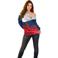 Custom France Rugby Off Shoulder Sweater XV de France 2023 World Cup - Wonder Print Shop