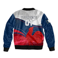 Custom France Rugby Sleeve Zip Bomber Jacket XV de France 2023 World Cup - Wonder Print Shop