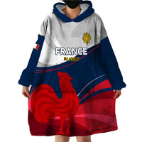 Custom France Rugby Wearable Blanket Hoodie XV de France 2023 World Cup - Wonder Print Shop