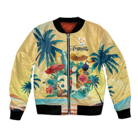 Anguilla AI Tropical Flowers Bomber Jacket - Wonder Print Shop