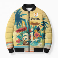 Anguilla AI Tropical Flowers Bomber Puffer Jacket - Wonder Print Shop