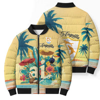 Anguilla AI Tropical Flowers Bomber Puffer Jacket - Wonder Print Shop