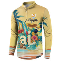 Anguilla AI Tropical Flowers Button Sweatshirt - Wonder Print Shop