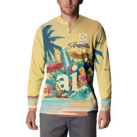 Anguilla AI Tropical Flowers Button Sweatshirt - Wonder Print Shop