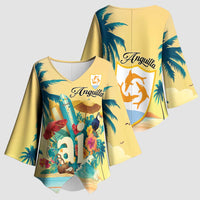 Anguilla AI Tropical Flowers Kimono Sleeve Blouse - Wonder Print Shop