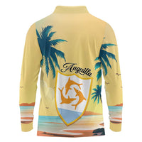 Anguilla AI Tropical Flowers Long Sleeve Polo Shirt - Wonder Print Shop