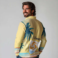 Anguilla AI Tropical Flowers Long Sleeve Polo Shirt - Wonder Print Shop