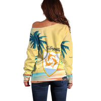 Anguilla AI Tropical Flowers Off Shoulder Sweater - Wonder Print Shop