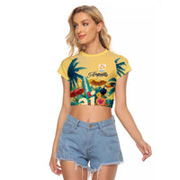 Anguilla AI Tropical Flowers Raglan Cropped T Shirt - Wonder Print Shop