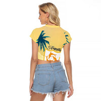 Anguilla AI Tropical Flowers Raglan Cropped T Shirt - Wonder Print Shop