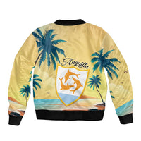 Anguilla AI Tropical Flowers Sleeve Zip Bomber Jacket - Wonder Print Shop
