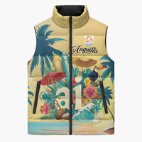 Anguilla AI Tropical Flowers Sleeveless Puffer Jacket - Wonder Print Shop
