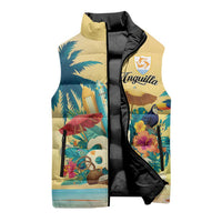 Anguilla AI Tropical Flowers Sleeveless Puffer Jacket - Wonder Print Shop