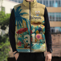 Anguilla AI Tropical Flowers Sleeveless Puffer Jacket - Wonder Print Shop