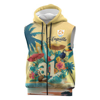 Anguilla AI Tropical Flowers Sleeveless Zip Hoodie - Wonder Print Shop