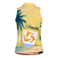 Anguilla AI Tropical Flowers Women Sleeveless Polo Shirt - Wonder Print Shop