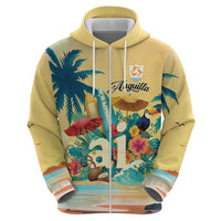 Anguilla AI Tropical Flowers Zip Hoodie - Wonder Print Shop