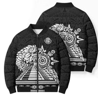 Mexican Aztec Pyramid Bomber Puffer Jacket Aztec Pattern - Wonder Print Shop