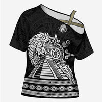 Mexican Aztec Pyramid Cross Shoulder Shirt Aztec Pattern - Wonder Print Shop