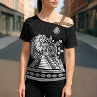 Mexican Aztec Pyramid Cross Shoulder Shirt Aztec Pattern - Wonder Print Shop