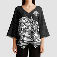 Mexican Aztec Pyramid Kimono Sleeve Blouse Aztec Pattern - Wonder Print Shop