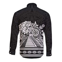 Mexican Aztec Pyramid Long Sleeve Button Shirt Aztec Pattern - Wonder Print Shop