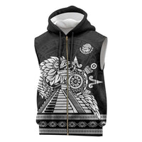 Mexican Aztec Pyramid Sleeveless Zip Hoodie Aztec Pattern - Wonder Print Shop