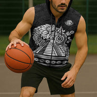 Mexican Aztec Pyramid Sleeveless Zip Hoodie Aztec Pattern - Wonder Print Shop