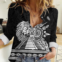 Mexican Aztec Pyramid Women Casual Shirt Aztec Pattern - Wonder Print Shop
