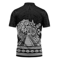 Mexican Aztec Pyramid Zipper Polo Shirt Aztec Pattern - Wonder Print Shop