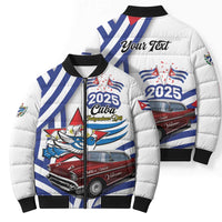 Personalized Cuba 2025 Independence Day Bomber Puffer Jacket The Beauty Of Classic Car - Wonder Print Shop