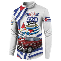 Personalized Cuba 2025 Independence Day Button Sweatshirt The Beauty Of Classic Car - Wonder Print Shop