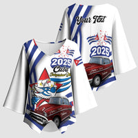 Personalized Cuba 2025 Independence Day Kimono Sleeve Blouse The Beauty Of Classic Car - Wonder Print Shop