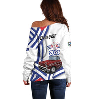 Personalized Cuba 2025 Independence Day Off Shoulder Sweater The Beauty Of Classic Car - Wonder Print Shop